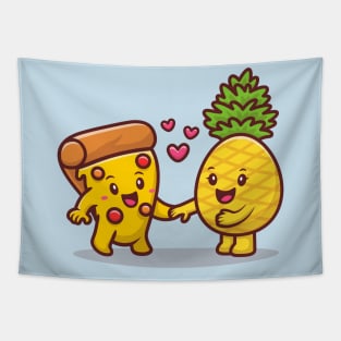 Cute Pizza With Pineapple Tapestry