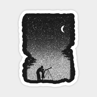 Father and daughter astronomy under the starry sky art observatory Magnet