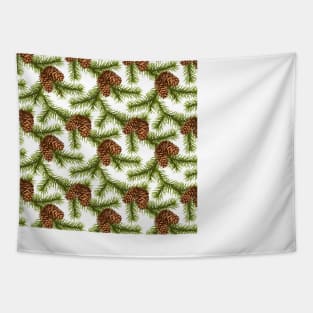 Fir Branch with Pine Cone Pattern Tapestry