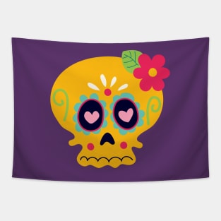 Yellow Sugar Skull Tapestry