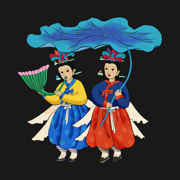 Minhwa: Taoist Fairy Sisters A-2 Type by koreanfolkpaint