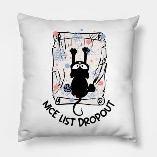 Cat Christmas Nice List Dropout, Cute Kitten Xmas Pillow