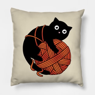 Cat and yarn ball Pillow