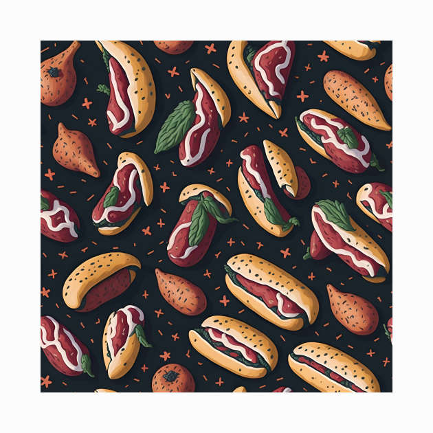 Hotdog pattern, fast-food pattern by emofix