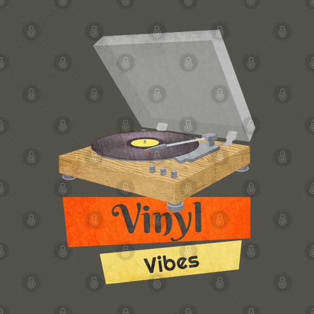 Vinyl Vibes Records Turntable Music Lover Retro by Sassee Designs