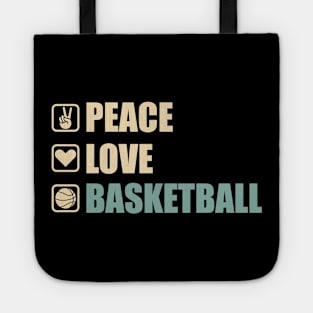 Peace Love Basketball - Funny Basketball Lovers Gift Tote