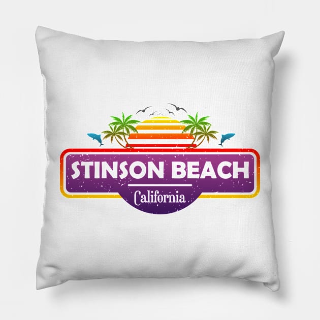 Stinson Beach California, Palm Trees Sunset Summer Pillow by Jahmar Anderson