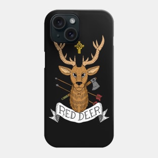 a red deer hunting design with a cross. Phone Case