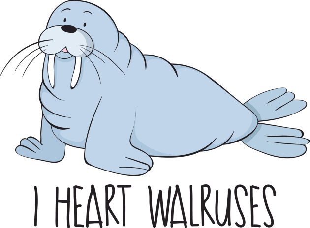 I Heart Walruses - Cute Walrus Love Gift Kids T-Shirt by Dreamy Panda Designs