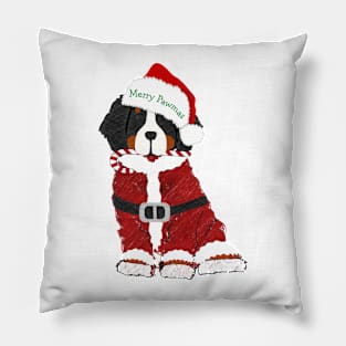 Cute Christmas Bernese Mt Dog Santa Paws Pillow