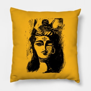 Shiva Potrait Charcoal Pillow