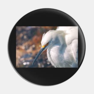 Egret Portrait Pin