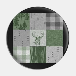 Rustic Deer Patchwork - Green/Grey Pin