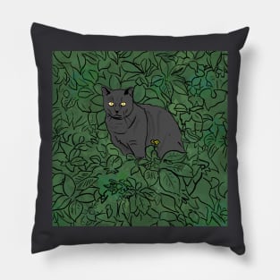 Cat in the Yard Pillow