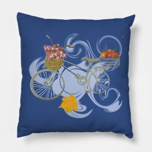 Bicycle walk in the fall Pillow