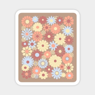 Pastel Color Floral Pattern Vintage Flowers Magnet