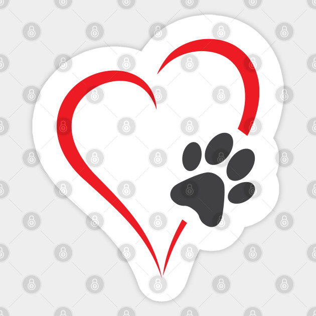 Love Pet Dog Or Cat Paw Print Heart Love Pet Sticker Teepublic