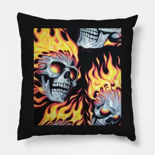 Flaming Skull Pillow