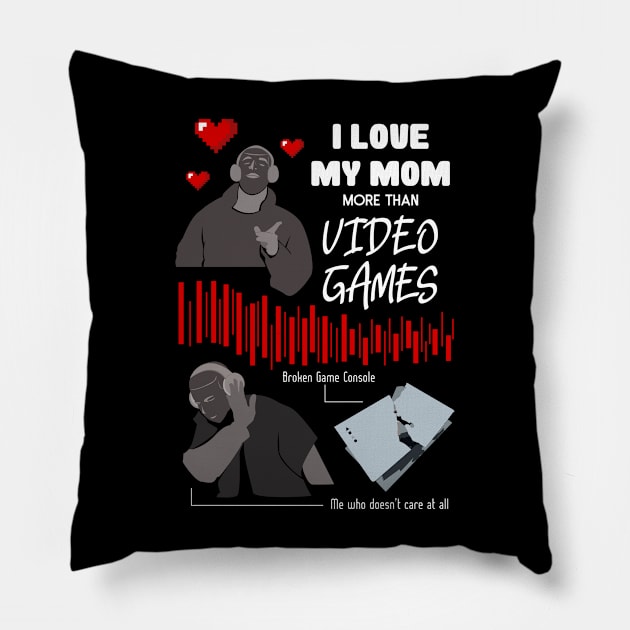 Love My Mom More Than Video Games Funny recolor 01 Pillow by HCreatives