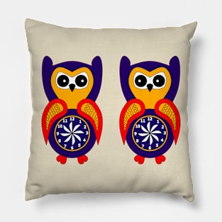 Twin birds blue baby owls Pillow