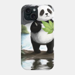 Panda with Leaf Umbrella Phone Case