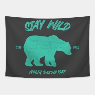 Stay Wild North Dakota Bear Tapestry