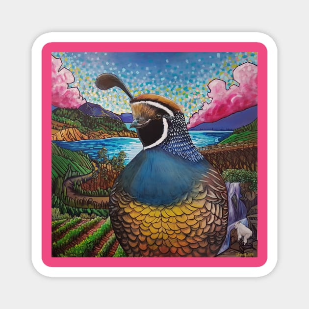 Quail in Okanagan wine country Magnet by StephaniePerryArt