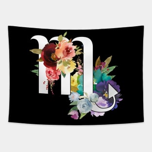 Scorpio Horoscope Zodiac Rainbow Flowers Design Tapestry