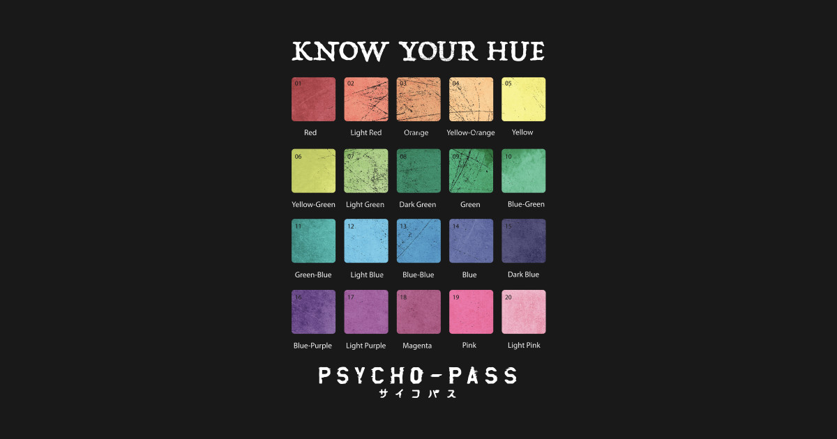 know your hue psycho pass t shirt teepublic chart female