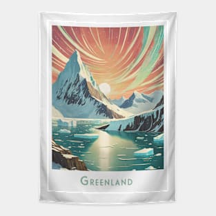 Vintage Retro Travel Majestic Greenland Aurora Tapestry