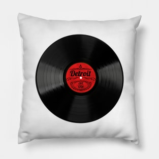 Detroit Gift Retro Musical Art Vintage Vinyl Record Design Pillow