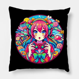 Gamer girl red players Pillow