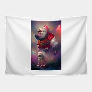 Cyberpunk Santa and His Dog Tapestry