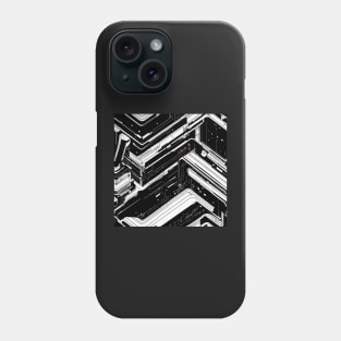 black and white mechanical electronic cyberpunk  pattern Phone Case