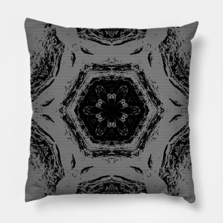 Black and White Contemporary Snowflake Mosaic Pattern Pillow