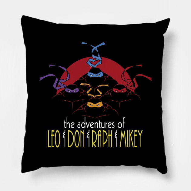 The Adventures of Turtle Brothers Pillow by Olipop