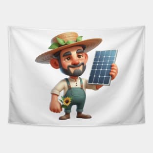 Solar Farmer Illustration Tapestry