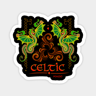 Celtic dragons and Triskele symbol Magnet