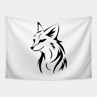 Vector Black and White Fox Tapestry