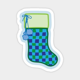 Blue Plaid Christmas Stocking Magnet