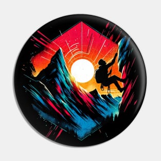 Mountain Climber Hexagon Design Pin