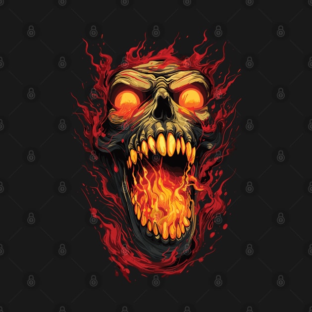 Skull Spitting Fire by Retroprints