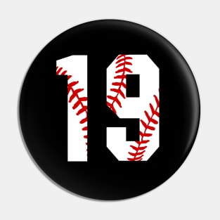 Baseball Number 19 #19 Baseball Shirt Jersey Favorite Player Biggest Fan Pin