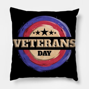 Round Logo for Veterans Day Pillow