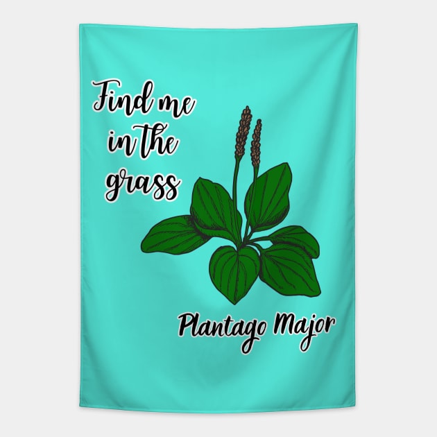 Find me in the grass Plantago major Tapestry by Kamila's Ideas