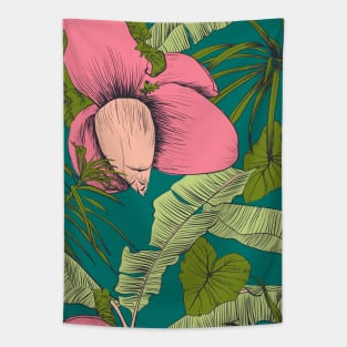 Seamless tropical pattern with banana palms Tapestry