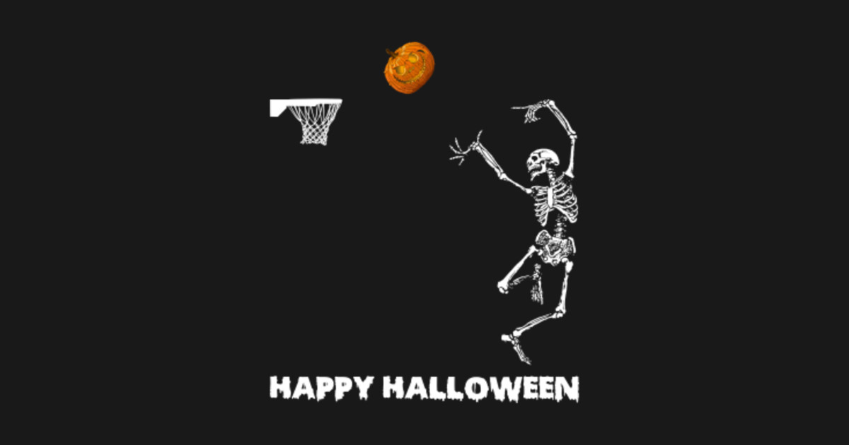 Happy Halloween Skeleton Basketball Pumpkin Halloween Tshirt Funny ...