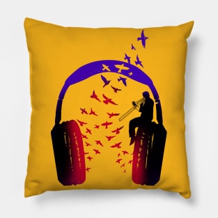 Headphone Music Trombone Pillow