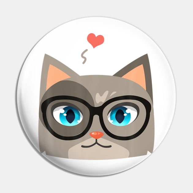 Cat With Blue Eyes Glasses Pin by oemsanex