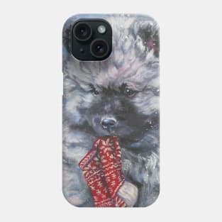 Keeshond Christmas Fine Art Painting Phone Case